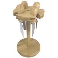 Conjunto de Facas para Queijo Dynasty em Inox e Suporte em Bambum - 4 peças - 1