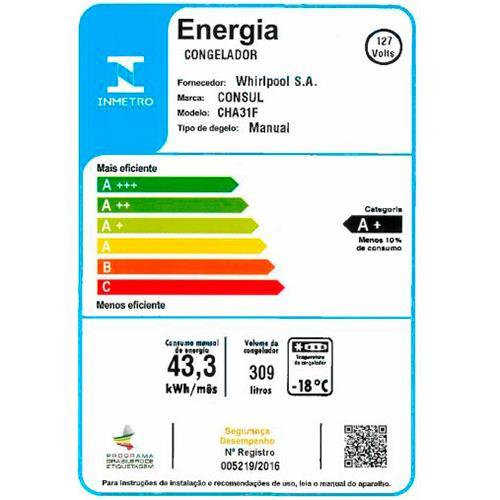 Freezer Horizontal Consul CHA31FB Pés com rodízio, 6 Níveis de temperatura e Degelo Manual - 309L - 6