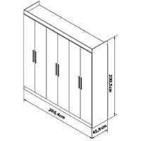 Guarda-Roupa Bartira Ville com 6 Portas e 2 Gavetas - 200,5cm de largura - 9