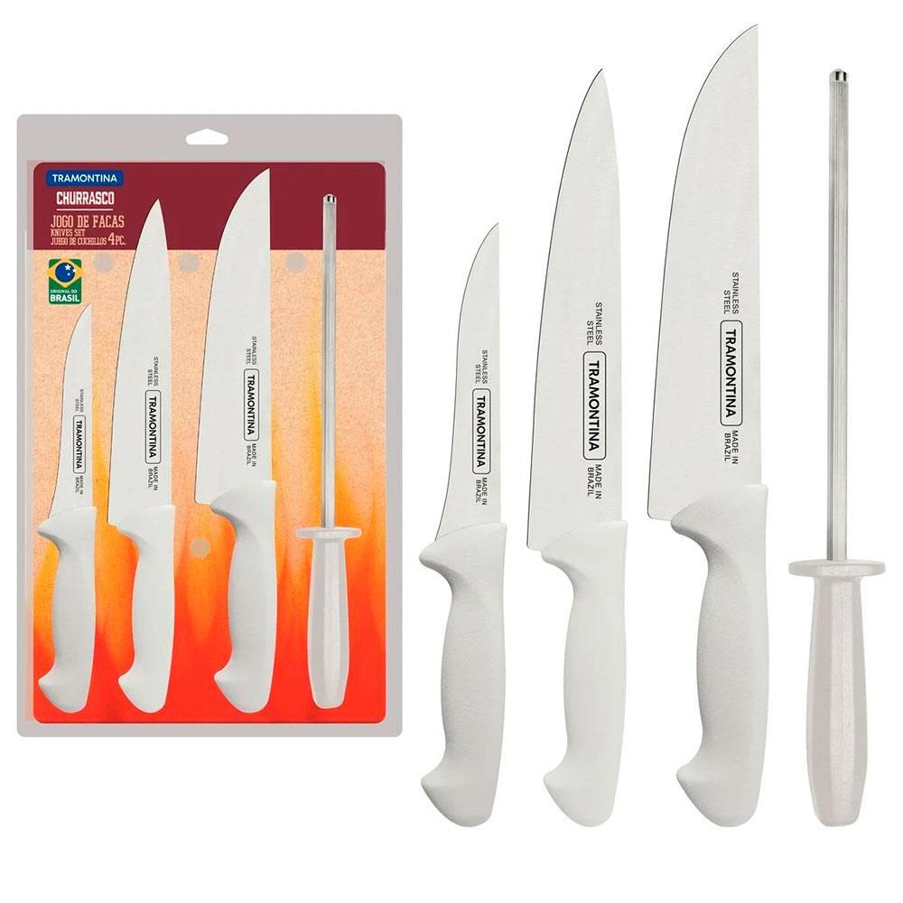 Conjunto de Facas para Churrasco Tramontina 24699825 em Aço Inox com Chaira - 4 Peças - 1