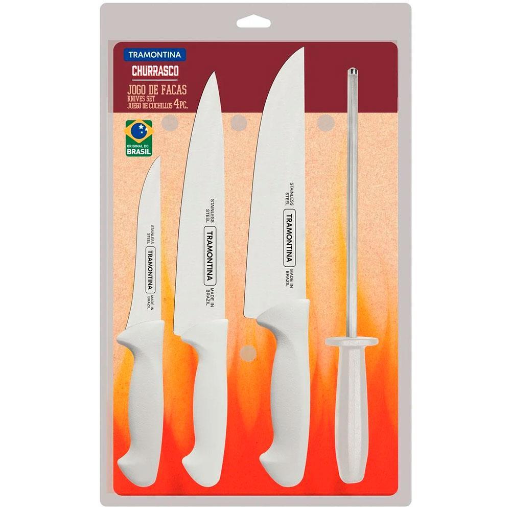Conjunto de Facas para Churrasco Tramontina 24699825 em Aço Inox com Chaira - 4 Peças - 3