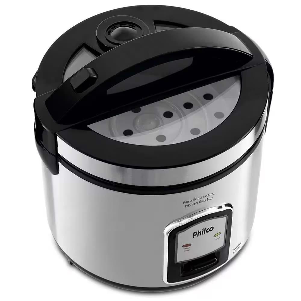 Panela Elétrica de Arroz Philco PH5 Visor Glass 5 Xícaras - Preta/Inox - 3