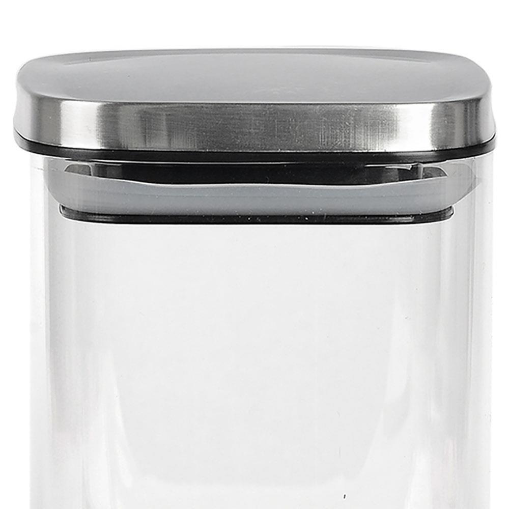 Porta Mantimentos Quadrado Dynasty em Vidro Borossilicato com Tampa de Metal Prata – 1,1 L - 2