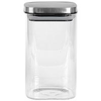 Porta Mantimentos Quadrado Dynasty em Vidro Borossilicato com Tampa de Metal Prata – 1,1 L - 1