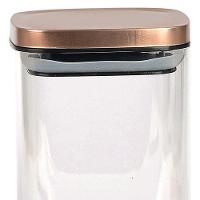 Porta Mantimentos Quadrado Dynasty em Vidro Borossilicato com Tampa de Metal Cobre – 1,1 L - 2