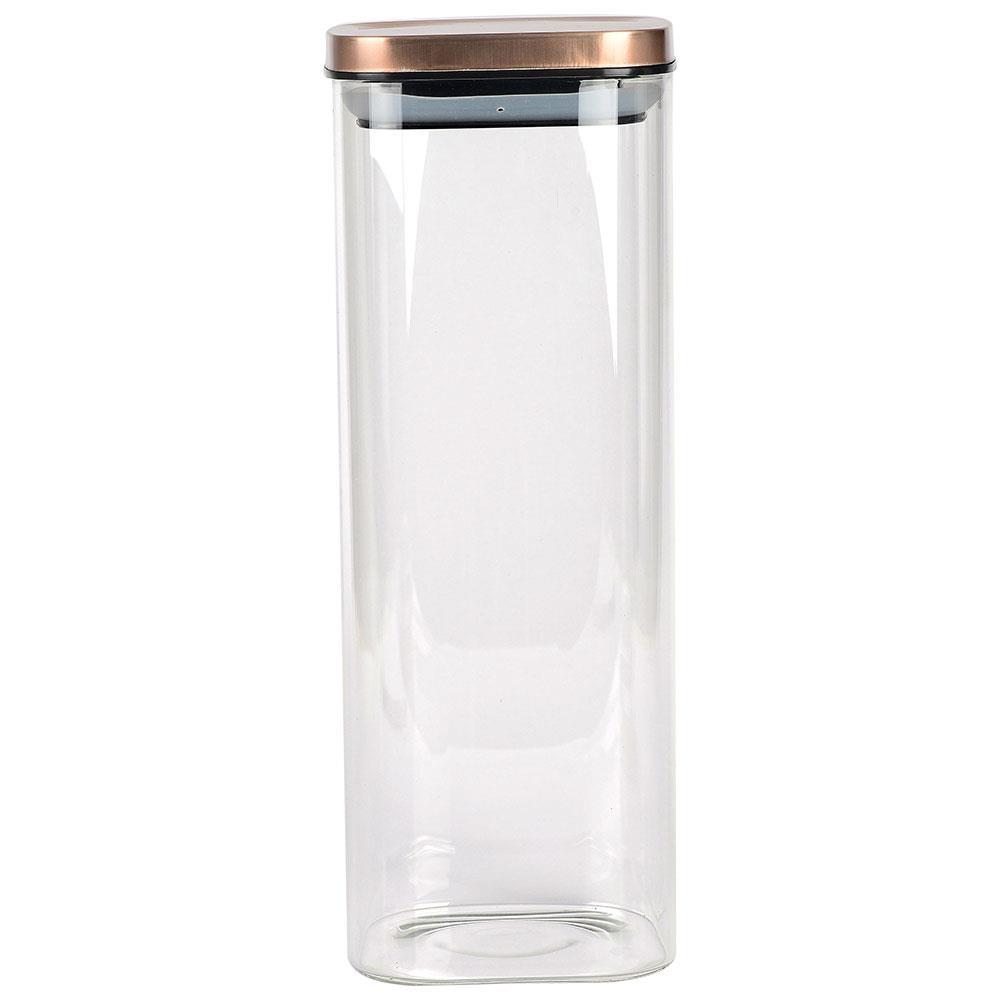 Porta Mantimentos Quadrado Dynasty em Vidro Borossilicato com Tampa de Metal Cobre – 1,9L - 1
