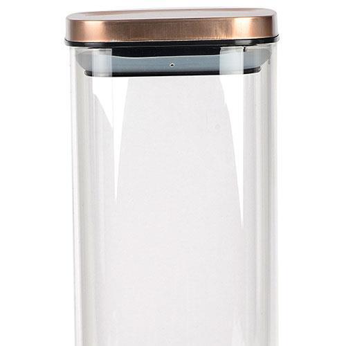 Porta Mantimentos Quadrado Dynasty em Vidro Borossilicato com Tampa de Metal Cobre – 1,9L - 2
