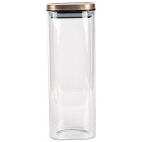 Porta Mantimentos Quadrado Dynasty em Vidro Borossilicato com Tampa de Metal Cobre – 1,9L - 1