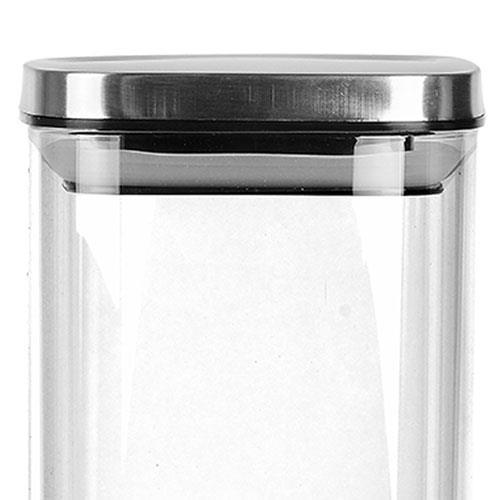 Porta Mantimentos Quadrado Dynasty em Vidro Borossilicato com Tampa de Metal Prata – 1,9L - 2