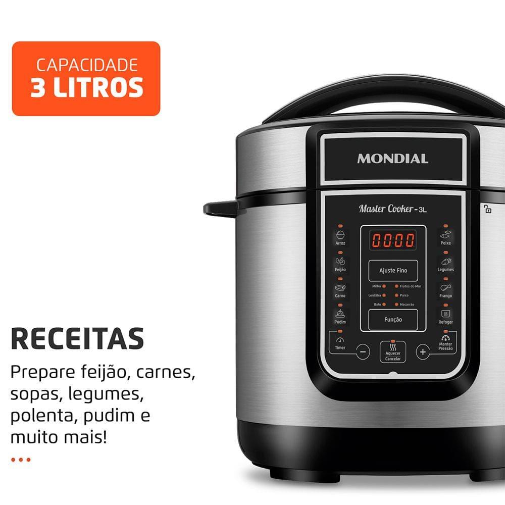 Panela Elétrica de Pressão Mondial Digital Master Cooker PE-40 3L - Preta/Inox - 2