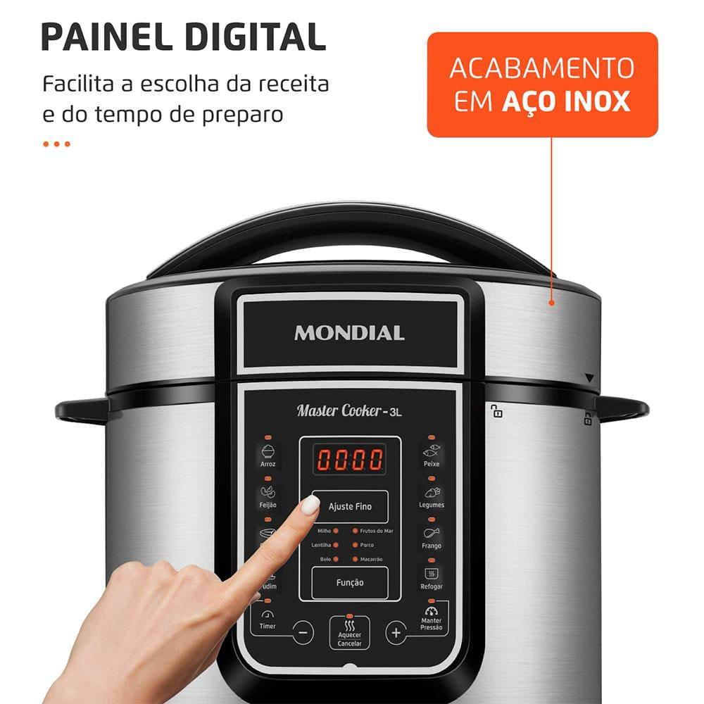 Panela Elétrica de Pressão Mondial Digital Master Cooker PE-40 3L - Preta/Inox - 5