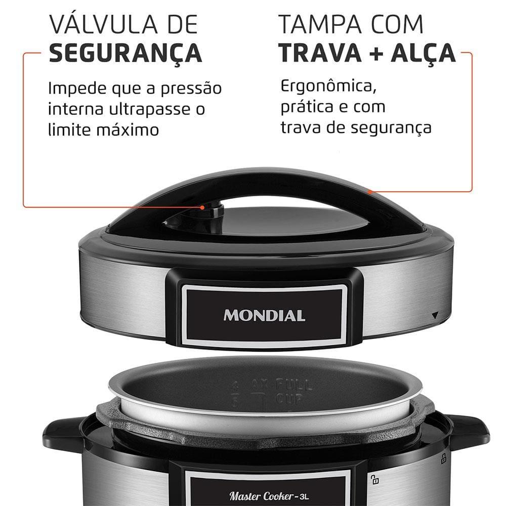 Panela Elétrica de Pressão Mondial Digital Master Cooker PE-40 3L - Preta/Inox - 6
