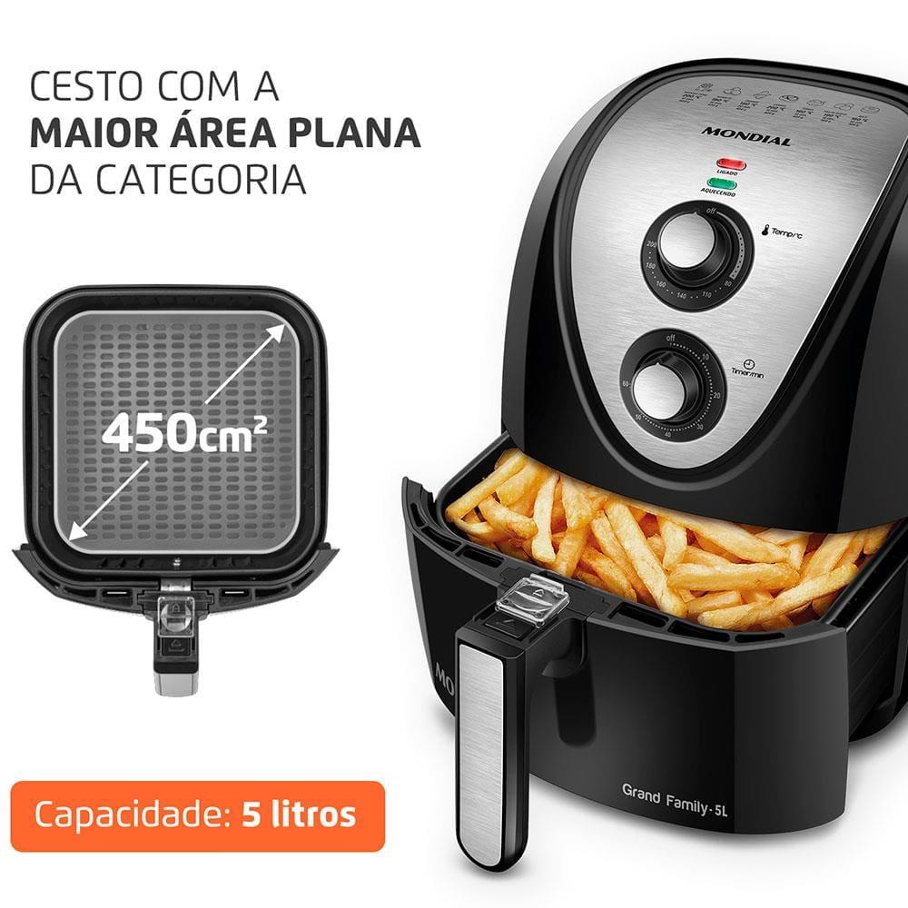 Fritadeira Elétrica Sem Óleo Mondial AFN-50 Grand Family Inox 5L - Preta - 2