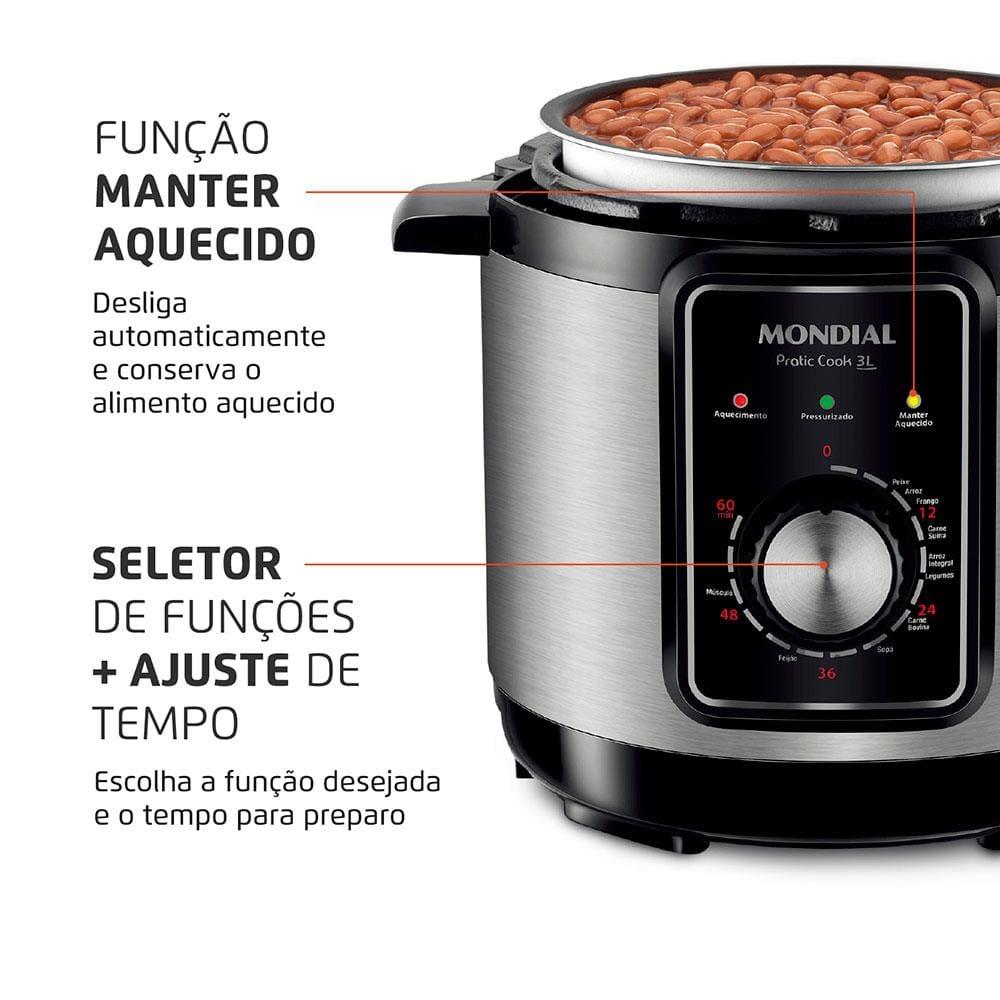 Panela Elétrica de Pressão Mondial PE-47 Pratic Cook 3L - Inox - 4