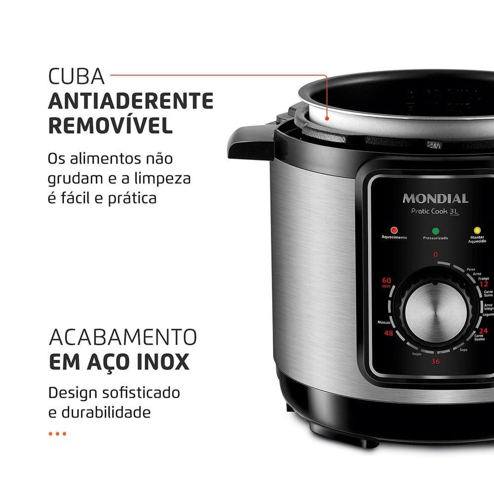 Panela Elétrica de Pressão Mondial PE-47 Pratic Cook 3L - Inox - 5