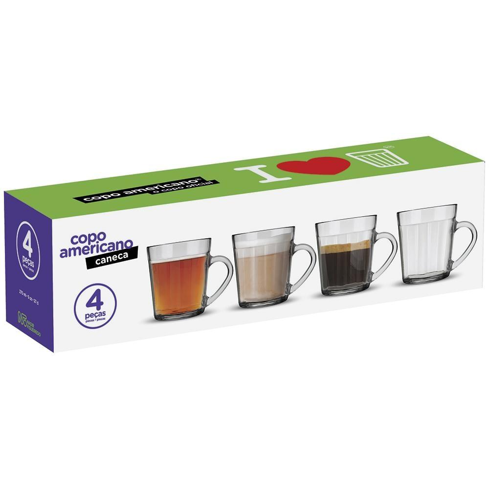 Conjunto de Canecas Copo Americano em Vidro 270 ml – 4 Peças - 3