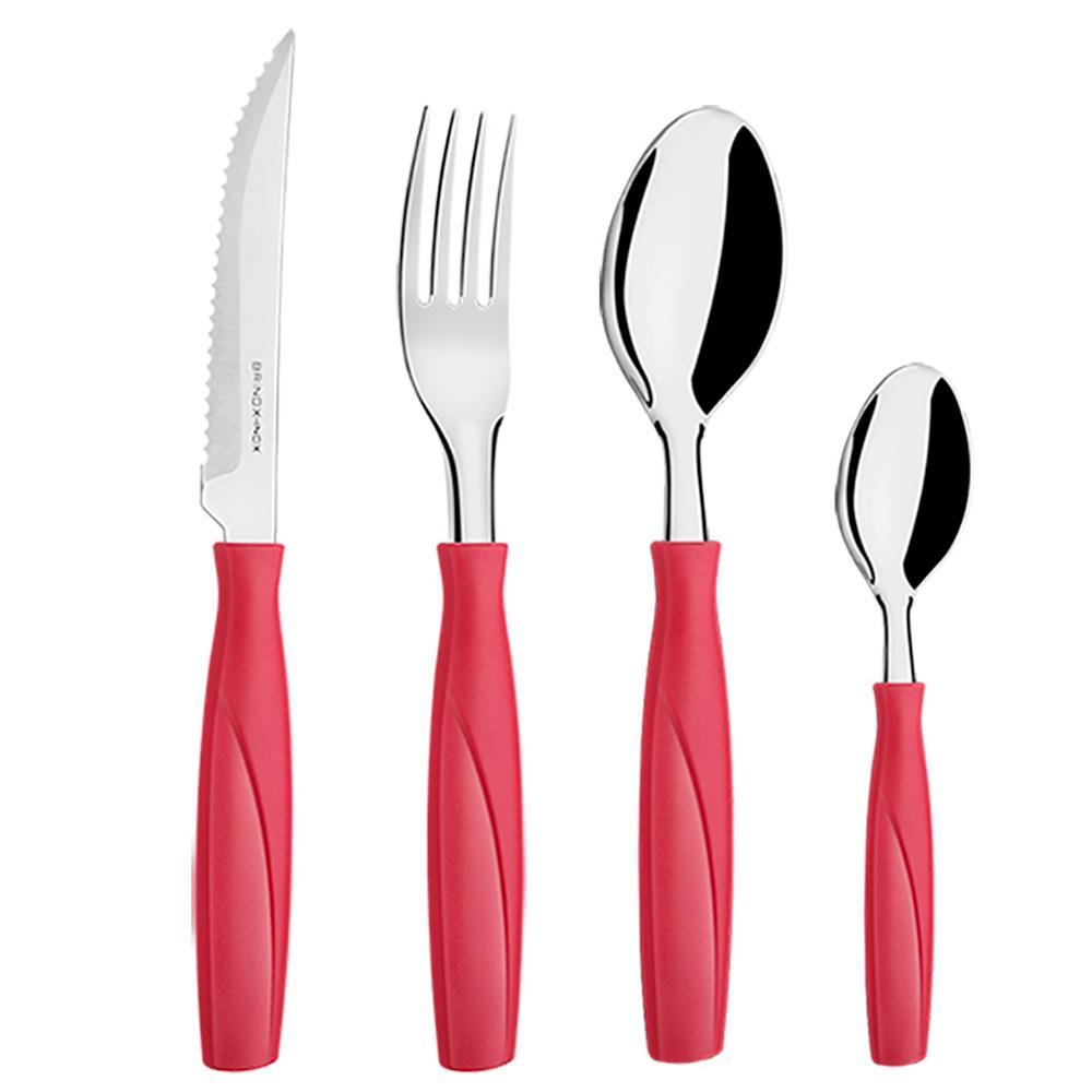 Faqueiro Brinox em Polipropileno e Aço Inox Itaparica Vermelho com Gaveteiro – 25 Peças - 1