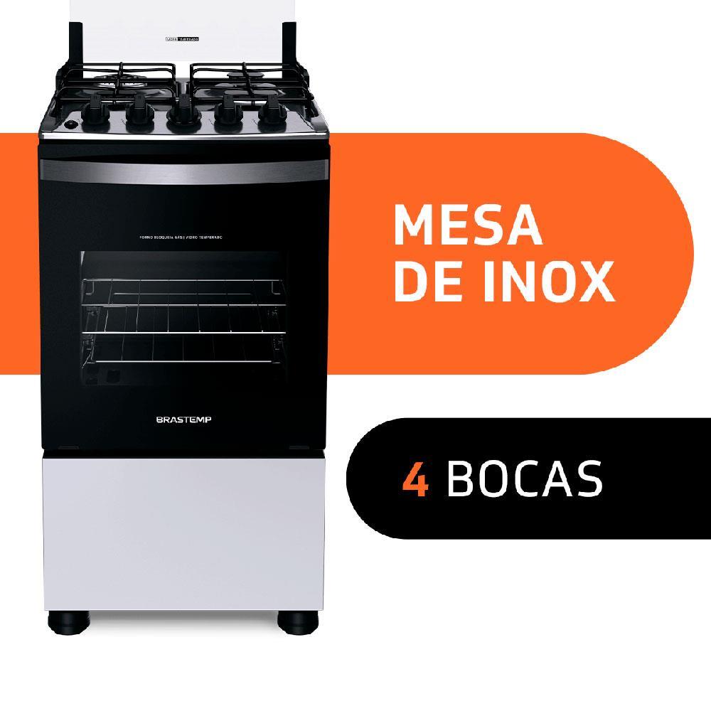 Fogão Brastemp 4 Bocas BFO4EBB com Mesa de Inox, Dupla Chama e Grades Individuais Bivolt – Branco - 3