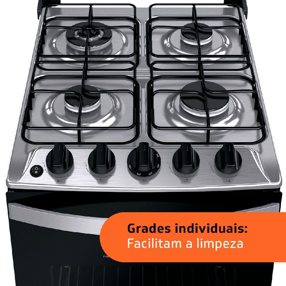 Fogão Brastemp 4 Bocas BFO4EBB com Mesa de Inox, Dupla Chama e Grades Individuais Bivolt – Branco - 4