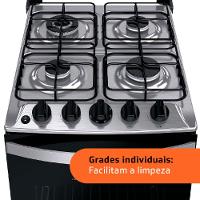 Fogão Brastemp 4 Bocas BFO4EBB com Mesa de Inox, Dupla Chama e Grades Individuais Bivolt – Branco
