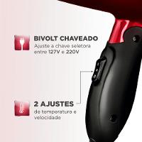 Secador de Cabelos Mondial Max Travel SC-10 1200W Bivolt Preto/Vermelho - 3