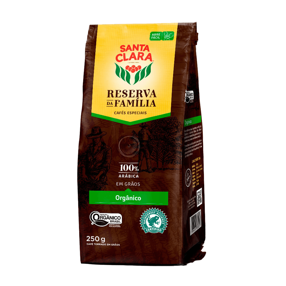 Café Torrado em Grãos Orgânico Santa Clara Reserva da Família Pacote de 250g - 5