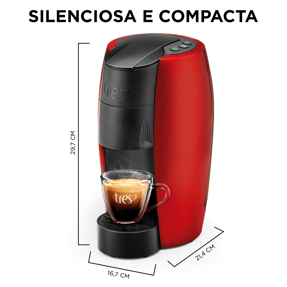 Cafeteira Espresso LOV Vermelha Automática - TRES 3 Corações - 3