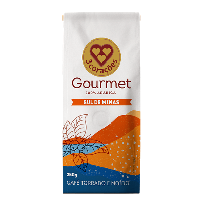 Café Torrado e Moído Sul de Minas Gourmet 3 Corações Pacote 250g