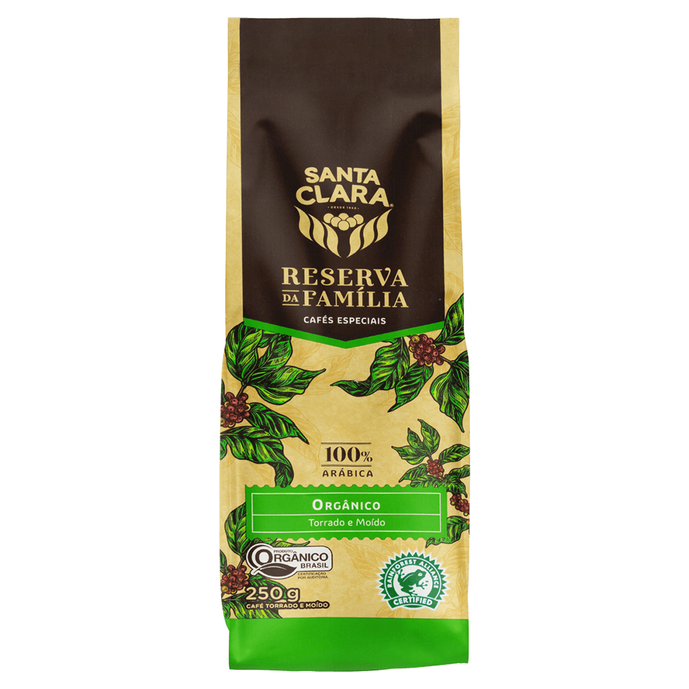 Café Torrado e Moído Orgânico Santa Clara Reserva da Família Pacote 250g - 1