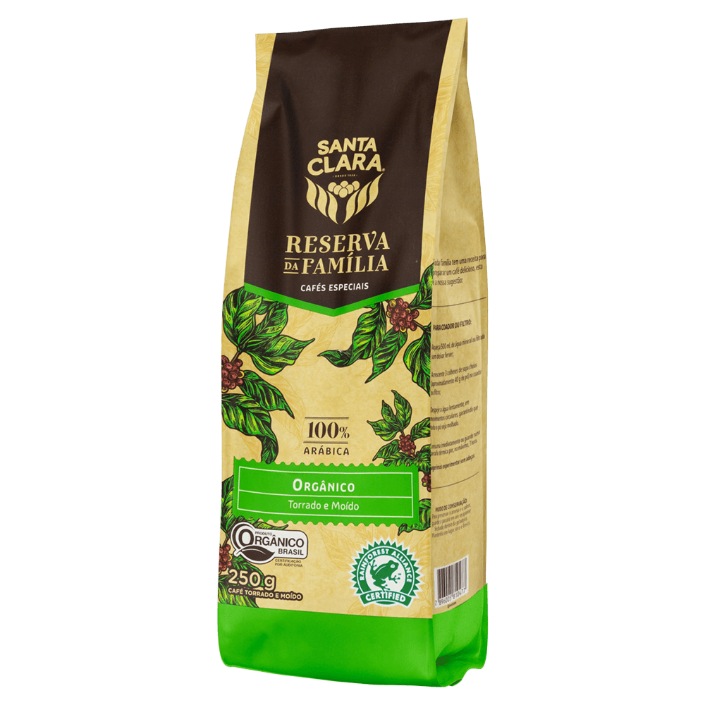 Café Torrado e Moído Orgânico Santa Clara Reserva da Família Pacote 250g - 2