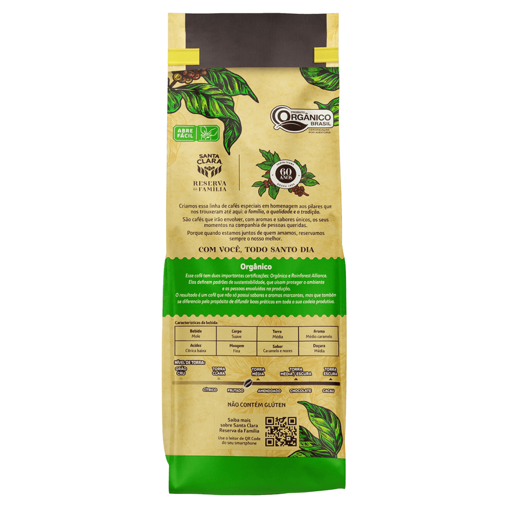 Café Torrado e Moído Orgânico Santa Clara Reserva da Família Pacote 250g - 3