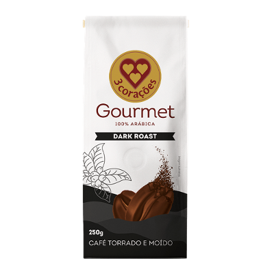 Café Torrado e Moído Dark Roast Gourmet 3 Corações Pacote 250g