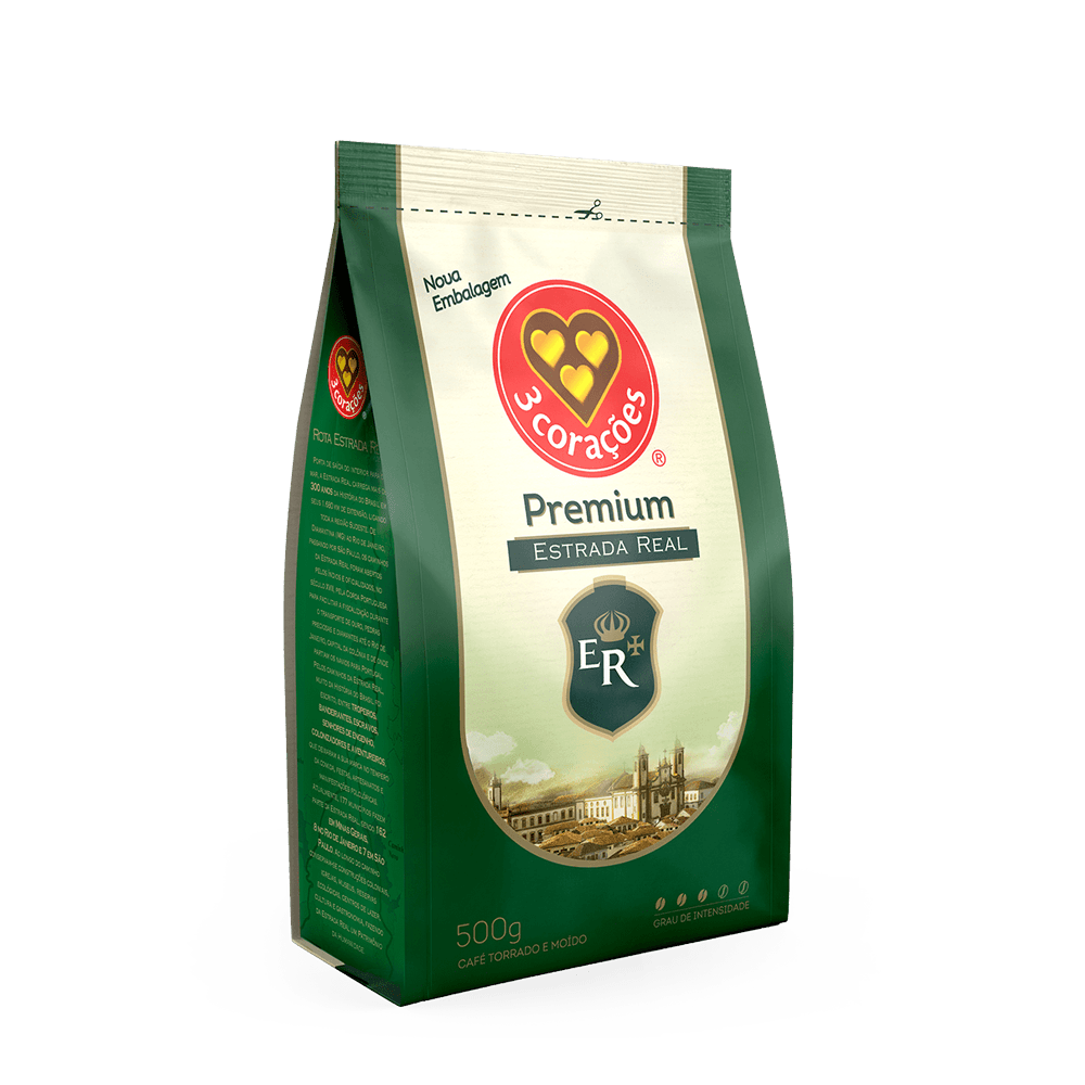Café Torrado e Moído 3 Corações Estrada Real Premium Pacote 500g - 1