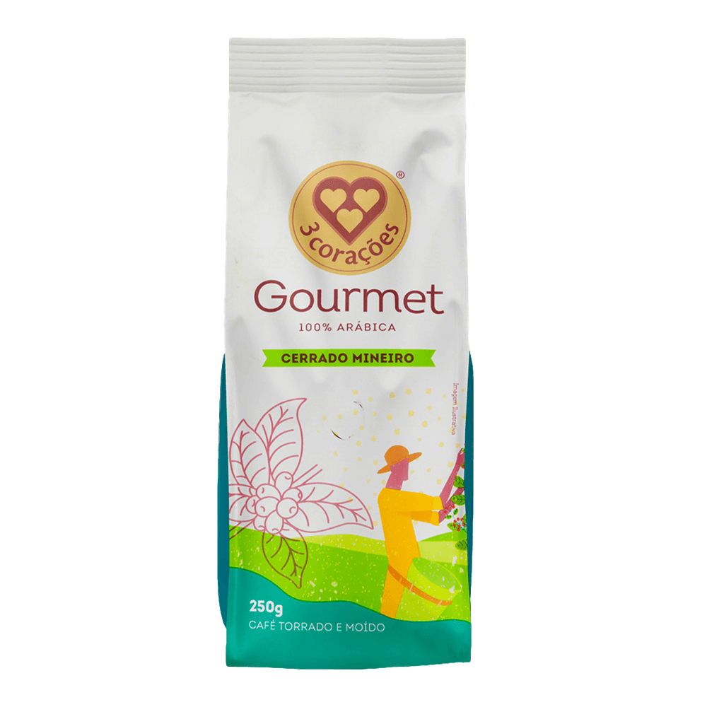 Café Torrado e Moído Cerrado Mineiro Gourmet 3 Corações Pacote 250g - 1