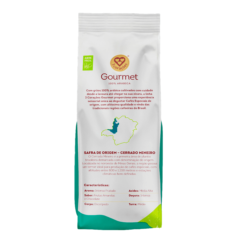 Café Torrado e Moído Cerrado Mineiro Gourmet 3 Corações Pacote 250g - 3