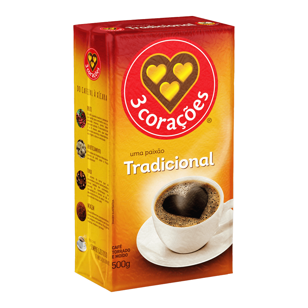 Café Torrado e Moído 3 Corações Tradicional a Vácuo 500g - 1