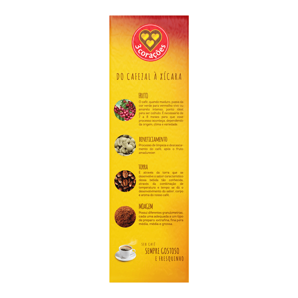 Café Torrado e Moído 3 Corações Tradicional a Vácuo 500g - 2