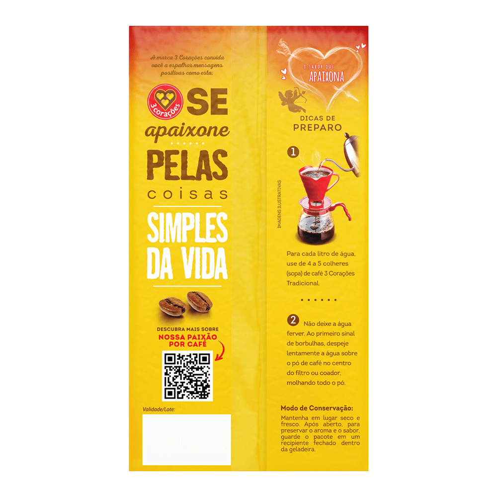 Café Torrado e Moído 3 Corações Tradicional a Vácuo 500g - 3