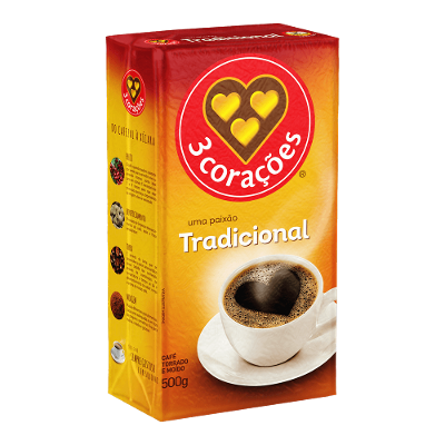 Café Torrado e Moído 3 Corações Tradicional a Vácuo 500g