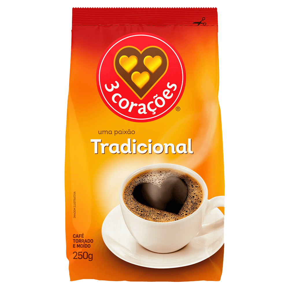 Café Torrado e Moído 3 Corações Tradicional Pacote 250g - 1