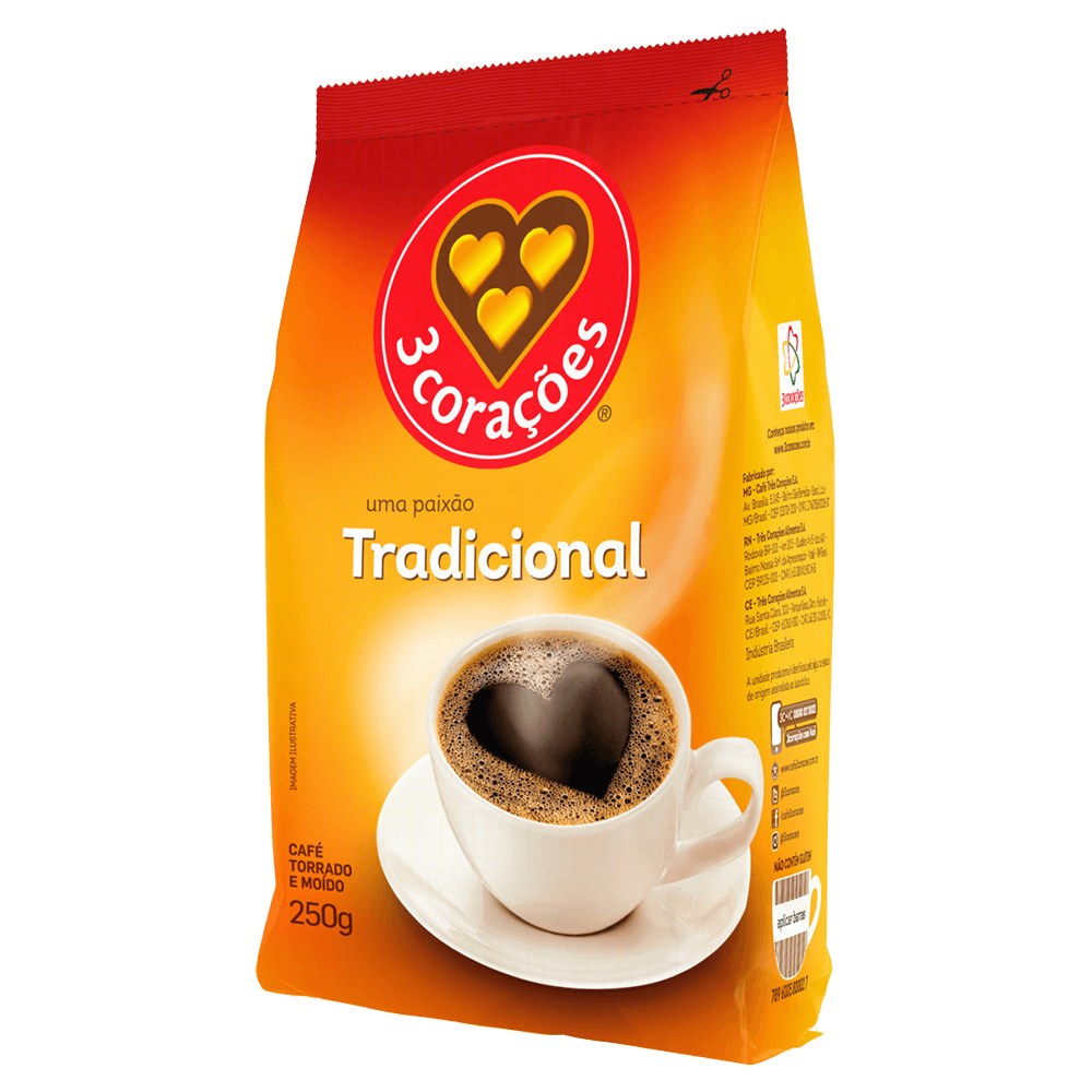 Café Torrado e Moído 3 Corações Tradicional Pacote 250g - 2