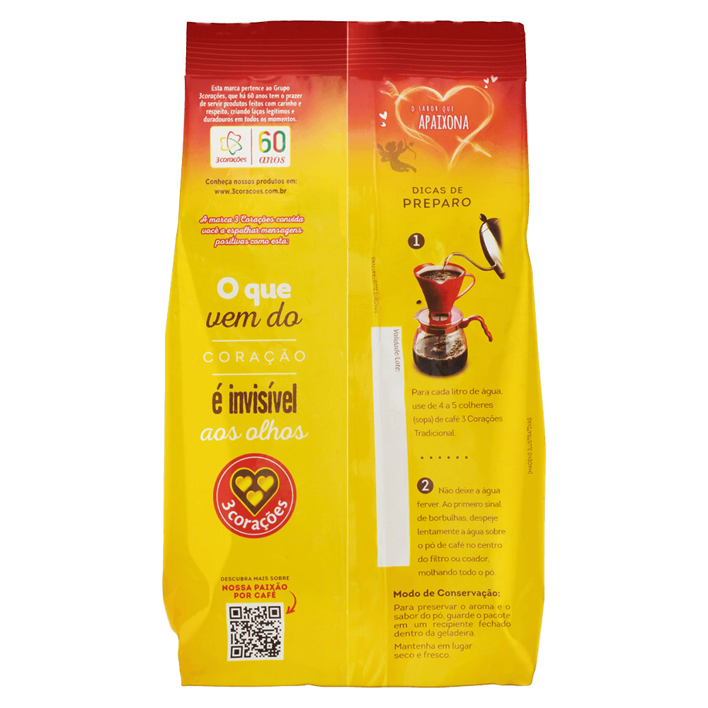 Café Torrado e Moído 3 Corações Tradicional Pacote 250g - 3