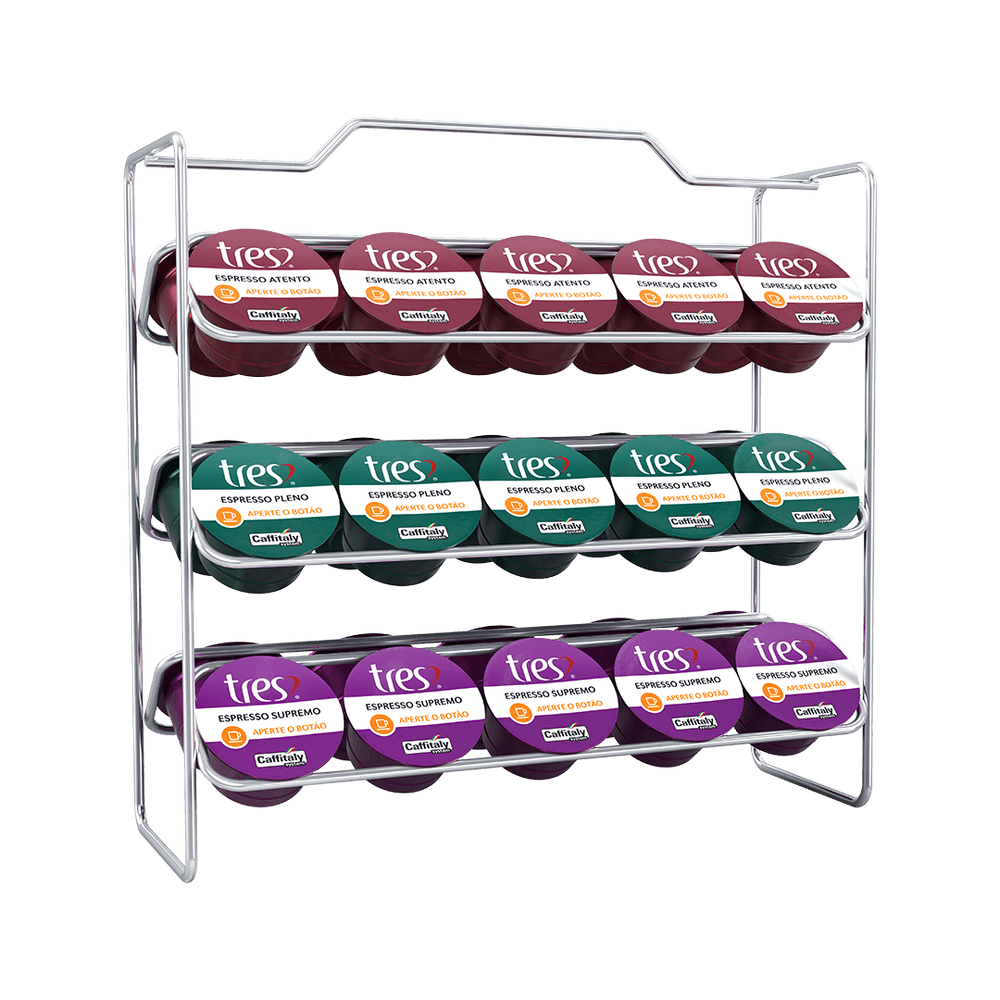 Porta Cápsulas de Prateleira Cromado Para 30 Cápsulas TRES 3 Corações - 1