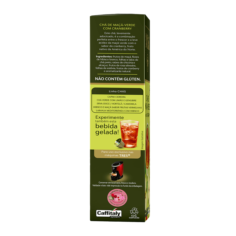 Cápsula de Chá de Maçã Verde com Cranberry TRES 3Chá - 3