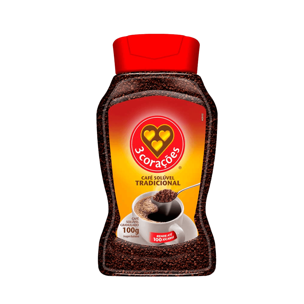 Café Solúvel Granulado 3 Corações Tradicional Vidro 100g - 1