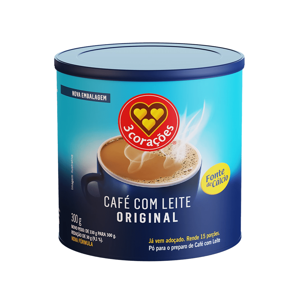 Café com Leite 3 Corações com Cálcio Lata 300g - 1