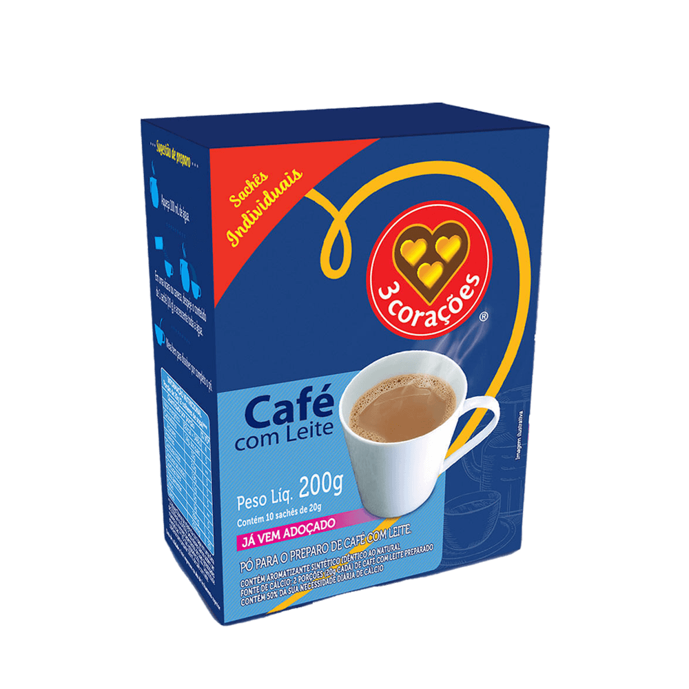 Café com Leite 3 Corações 10 Sachês com 20g Cada - 2