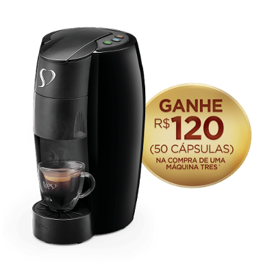 Cafeteira Espresso LOV Preta Automática Logo Cromado - TRES 3 Corações