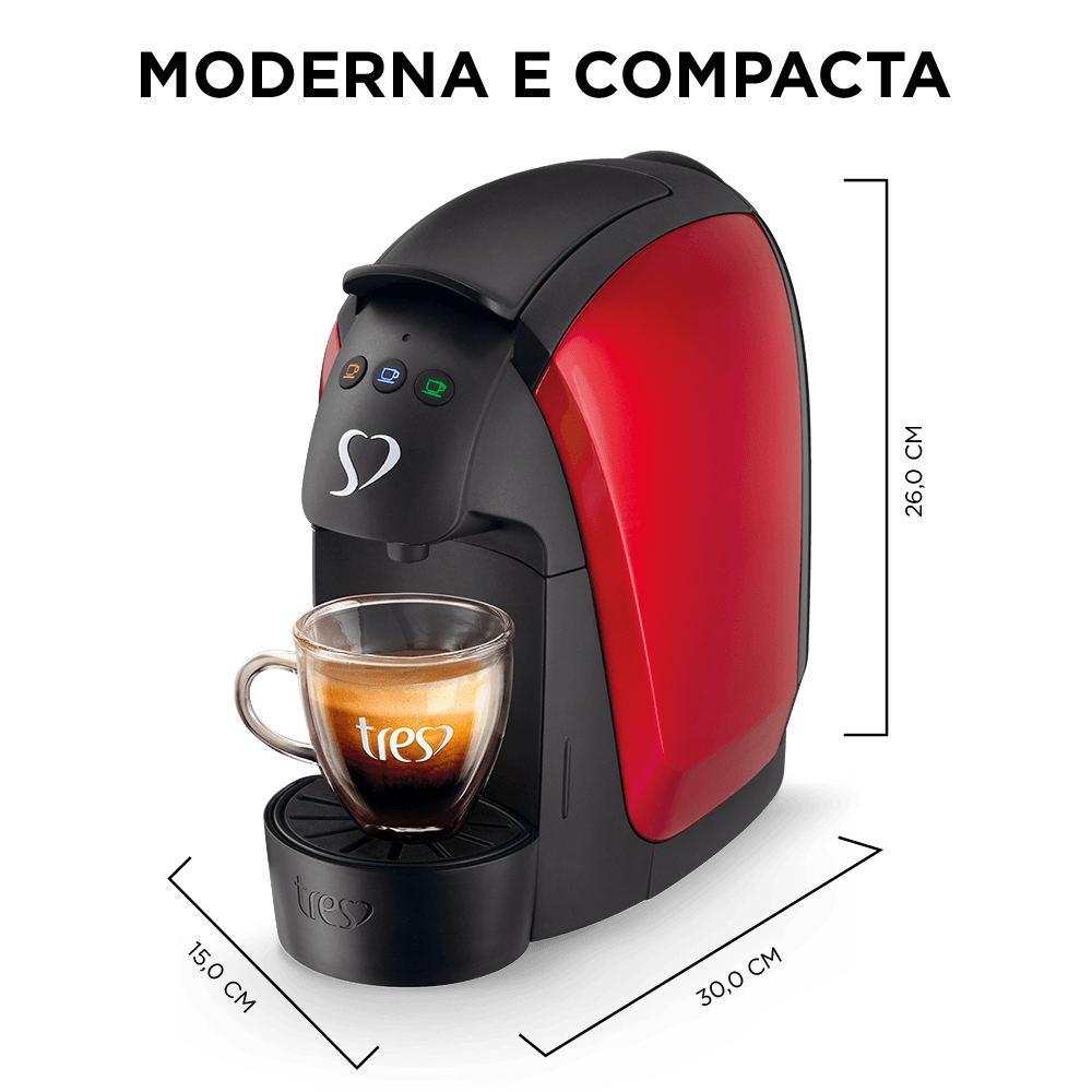 Cafeteira Espresso Luna Vermelha Automática - TRES 3 Corações - 5