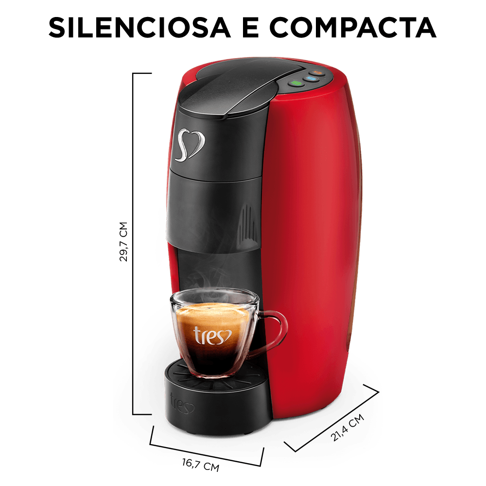 Cafeteira Espresso LOV Vermelha Automática Logo Cromado - TRES 3 Corações - 3